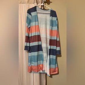 Long sleeve colorful lightweight long cardigan